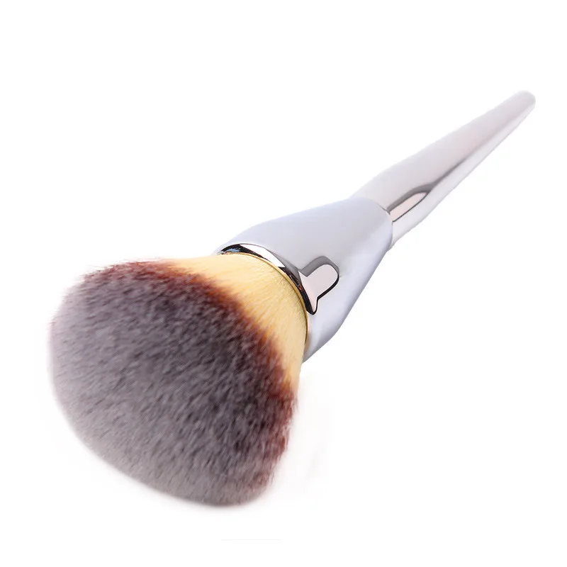 Brocha de aluminio para maquillaje, brocha redonda para base de rubor, cosmética grande, suave