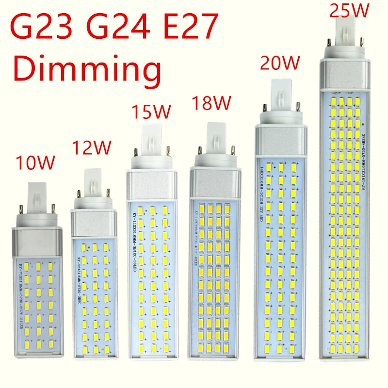 Dimming Tube lamp led Lamp g23 g24 e27 led lamp bulb 10W 12W 15W 18W 20W 25W LED Corn Bulb Lamp Light 5730 Horizontal Plug Light