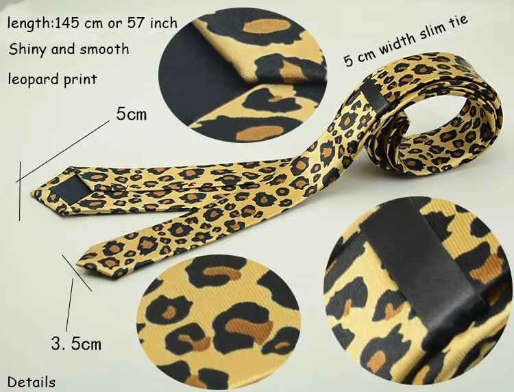 1 piece polyester Fashion 5cm width Slim Ties For Men Casual Printing Printed Striped Leopard Necktie Brand Gravata Cravat