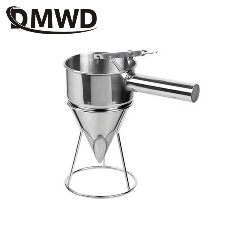 DMWD Takoyaki Needle Sauce Bottle Dispener Stainless Steel Octopus Balls Filler Manual Batter Separator Eggs Blender Baking Tool