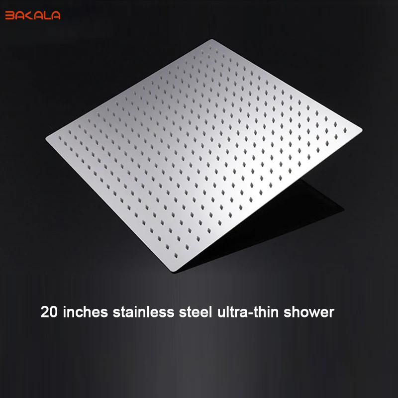 

BAKALA Bathroom 20 inch Shower Head Square Stainless Steel Rain Shower Head Ceiling Mounted Shower Head without shower arm