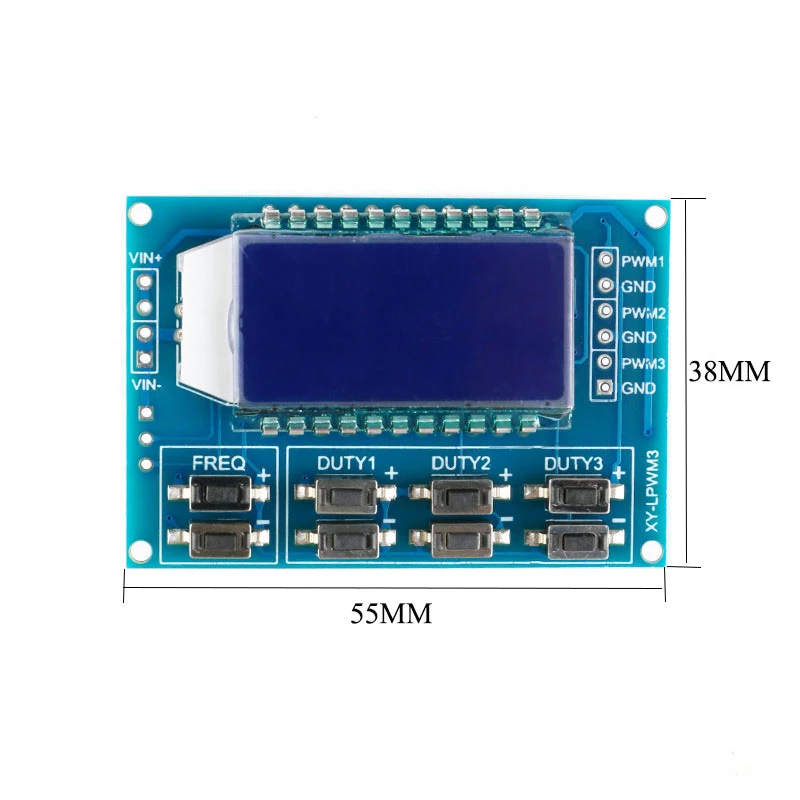 3-way Signal Generator Adjustable PWM Pulse Module Frequency Function Duty Cycle Module 1Hz-150Khz 3.3V-30V LCD Display