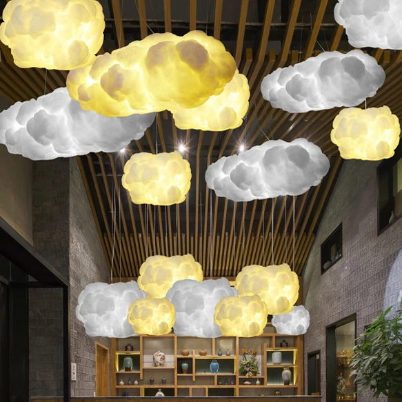 

White Clouds Hanging Lights Cotton Floating Cloud Droplight Modern Pendant Light Fixture Home Indoor Lighting Lustres AC90V-260V