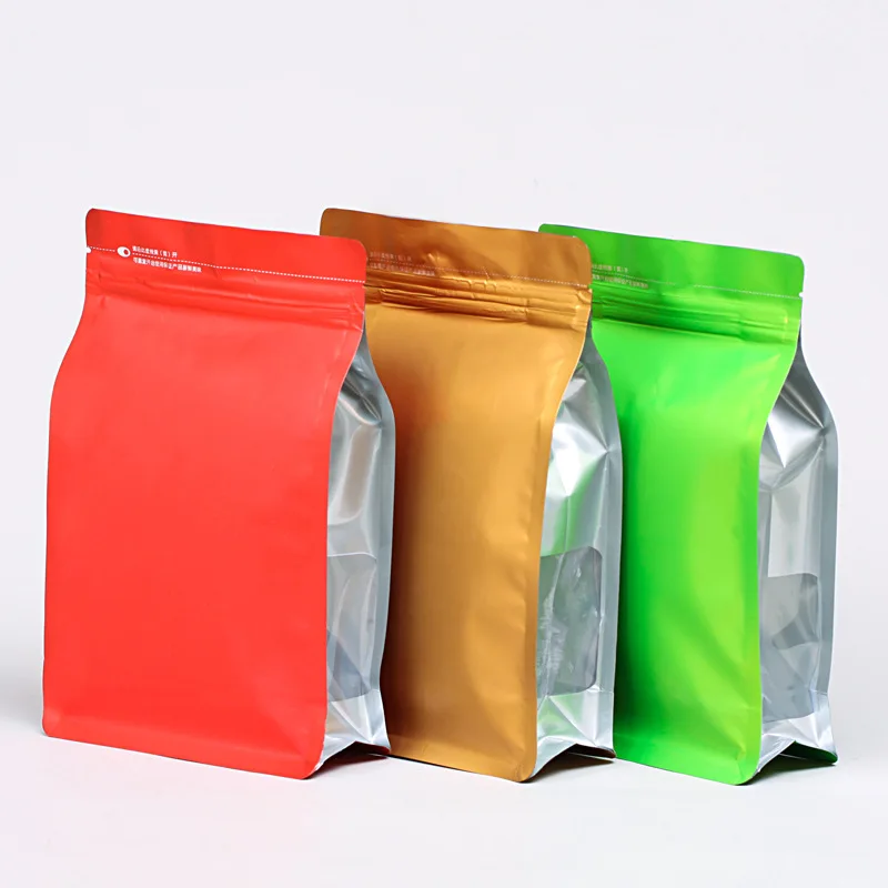 200pcs/lot Heat Seal Colorful Lamination Aluminum Foil Ziplock Packaging Bag Top Open Eight Side Seal Zipper Bag