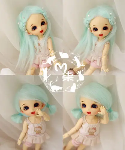 New 1/12 3-4 inch 9-10cm 1/8 4-5 inch 12cm 14cm BJD Water Blue Plush fabric Wig For PukiFee lati Doll Antiskid BJD Doll Wig