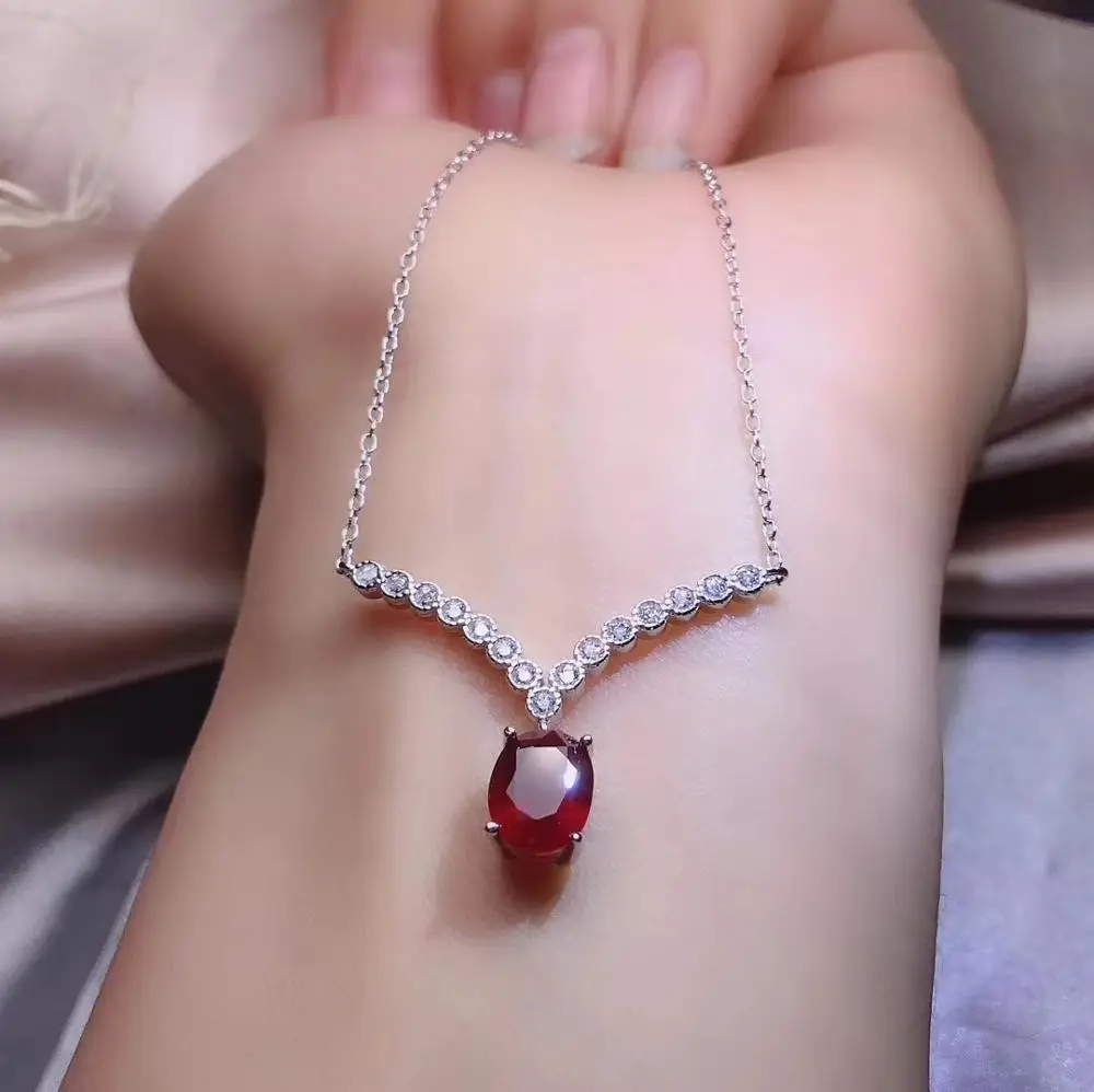 

exquisite red ruby gem necklace 925 silver women collarbone necklace fine jewelry natural gem birtyday party anniversary gift