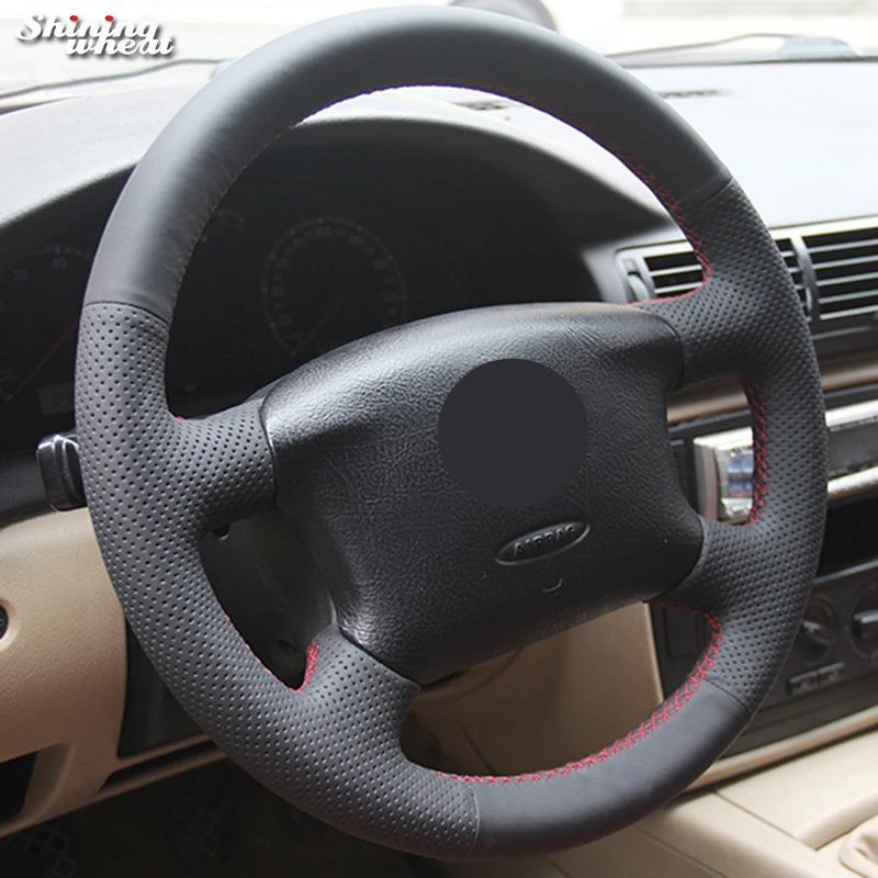 Black Genuine Leather Car Steering Wheel Cover for Volkswagen Passat B5 VW Golf 4 VW Passat B5 Skoda Octavia 1999-2005