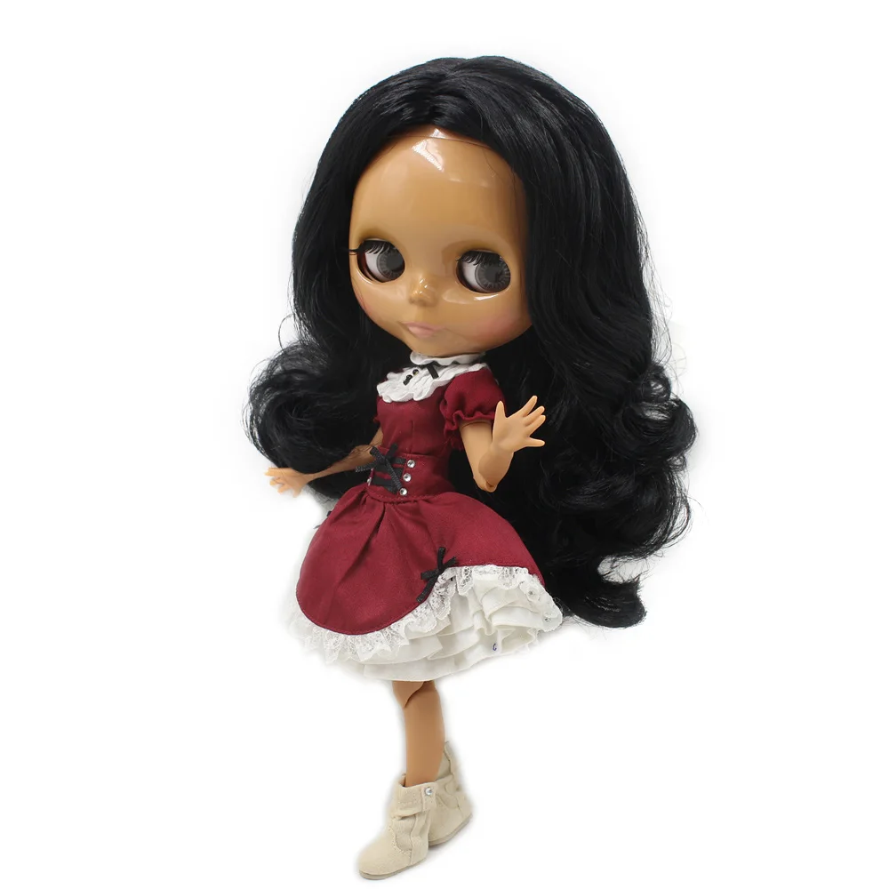 ICY DBS Blyth doll 1/6 30cm bjd joint body Black hair without bangs dark skin girl gift toy No.230BL117