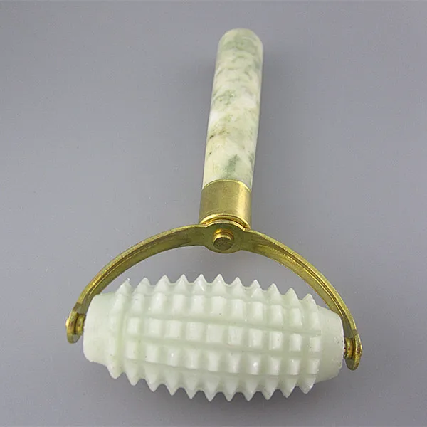 Face Natural Jade Roller Wheel Trigger Point Massage V Slimming Acupoint Rolling Brush Health Care Tool Therapy Body