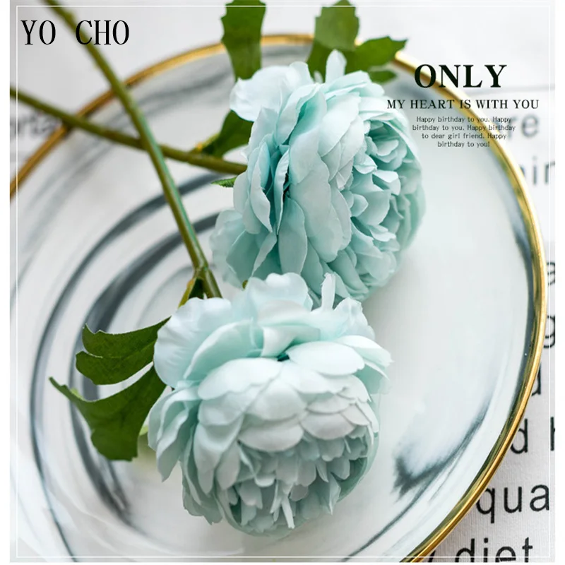 YO CHO  Artificial Silk Rose Flower   Fake Flower  White Peony  Wedding Wall Decor  DIY Christmas Wreath  Indoor Home Decor  New