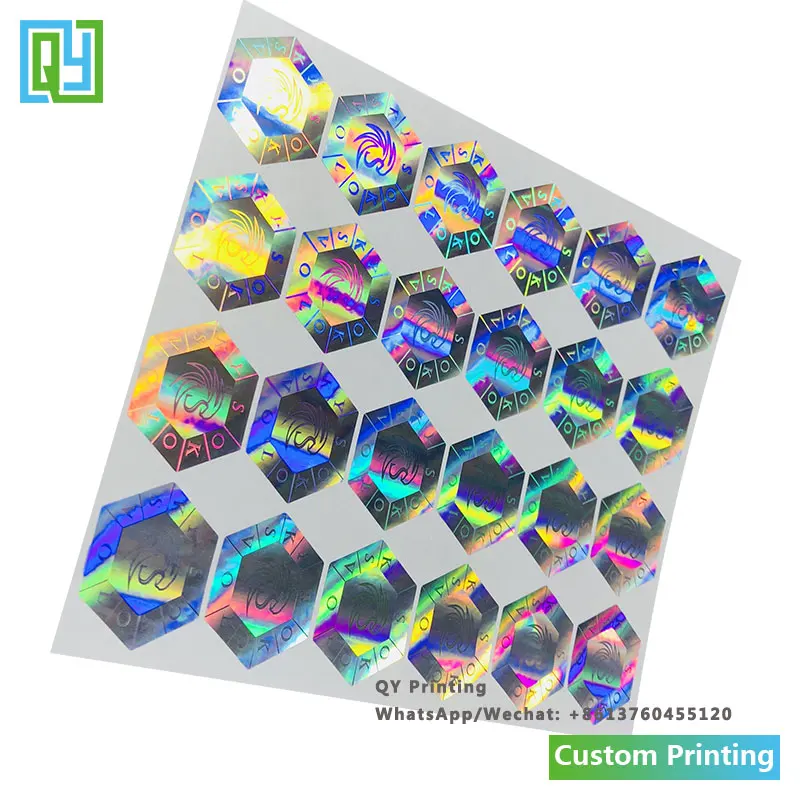 10000pcs Cheap Custom Anti Counterfeit Silver Hologram Honeycomb VOID Open Hologram 3D Printing Holographic Vinyl 3D Stickers