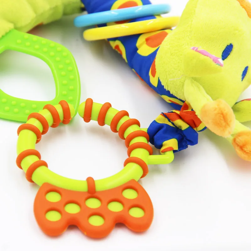 Neuankömmling weiche Giraffe Tier Hand glocken Rasseln Plüsch Säugling Baby Entwicklung Griff Spielzeug heißer Verkauf mit Beißring Babys pielzeug