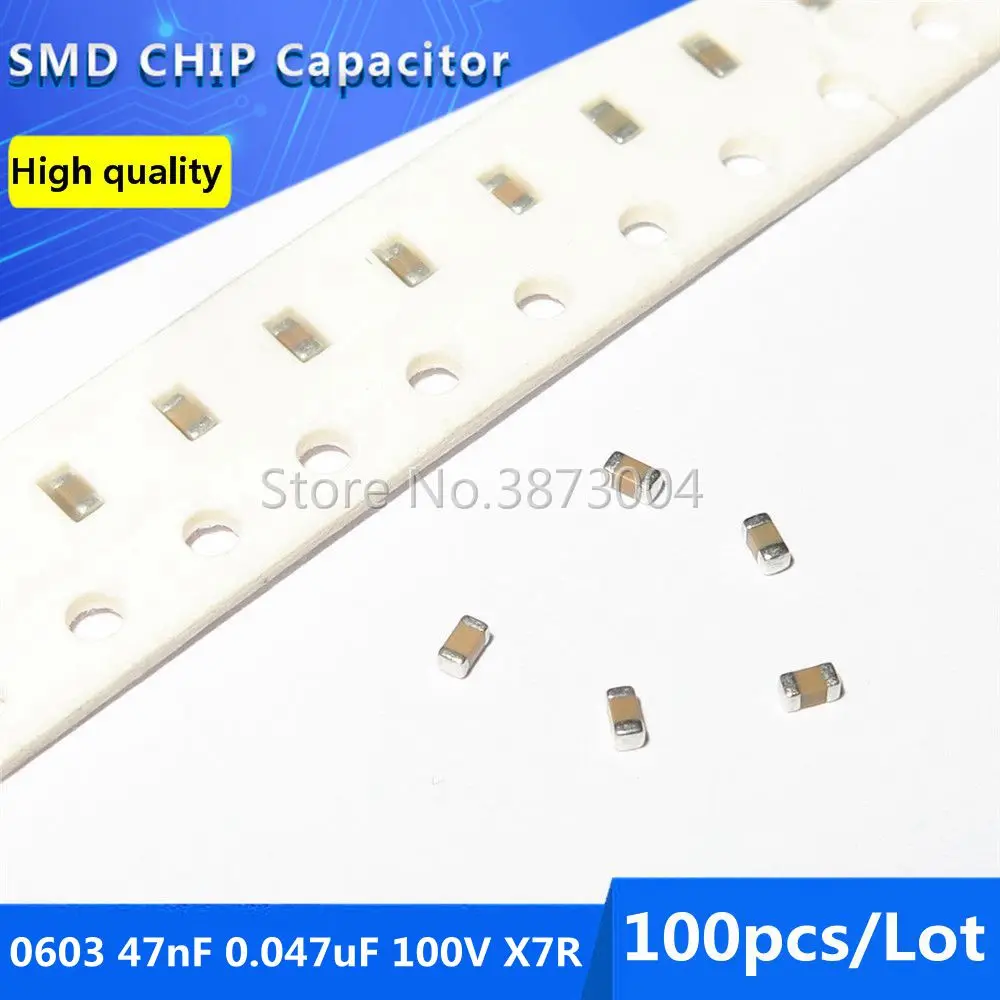 100pcs 0603 47nF 0.047uF 100V X7R 10% SMD Chip Capacitor