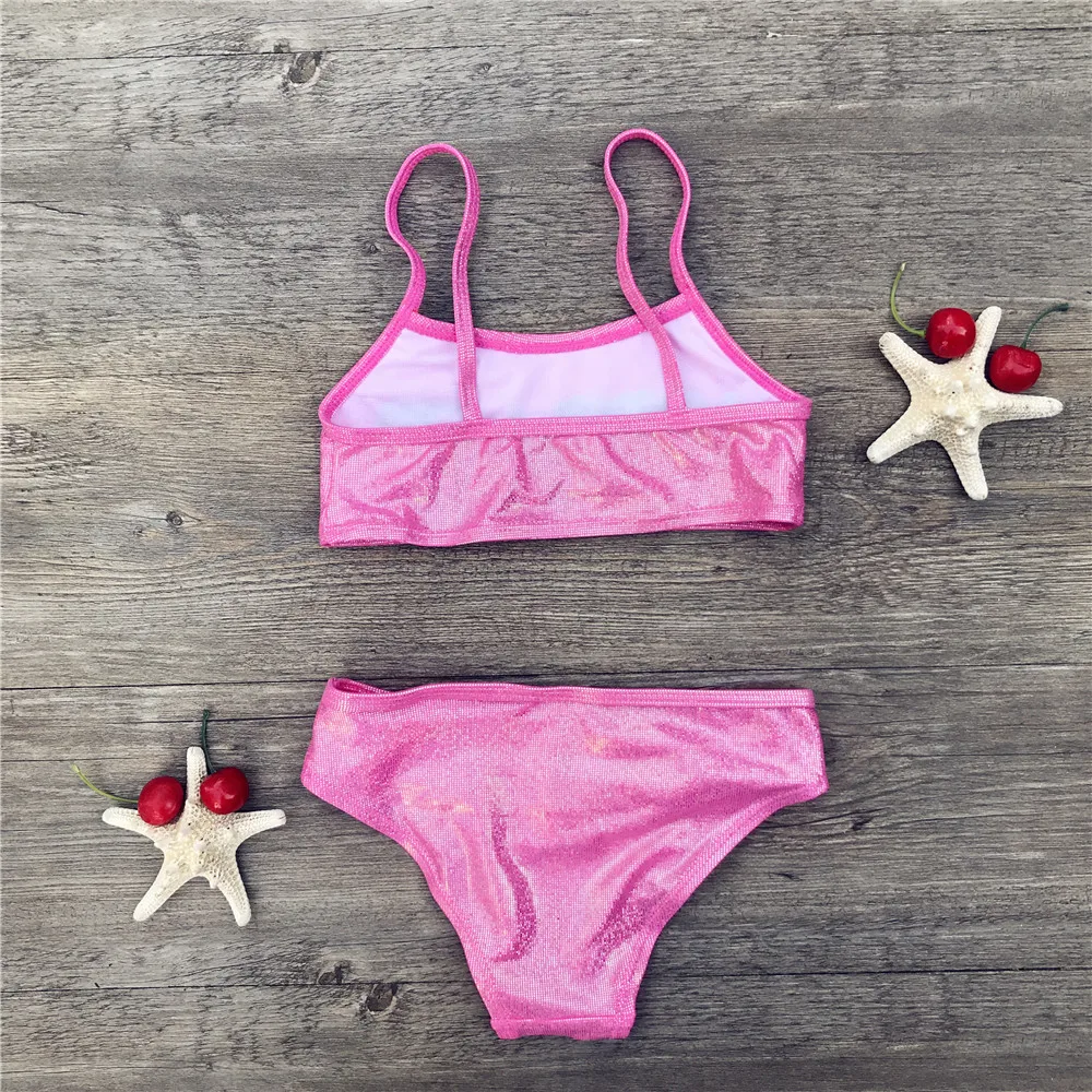 Bambini 2 Pezzi Costumi Da Bagno Delle Ragazze di Paillettes Oro a Caldo Set Da Bagno Del Capretto Vestito di Nuoto Per Bambini Bikini Del Bambino