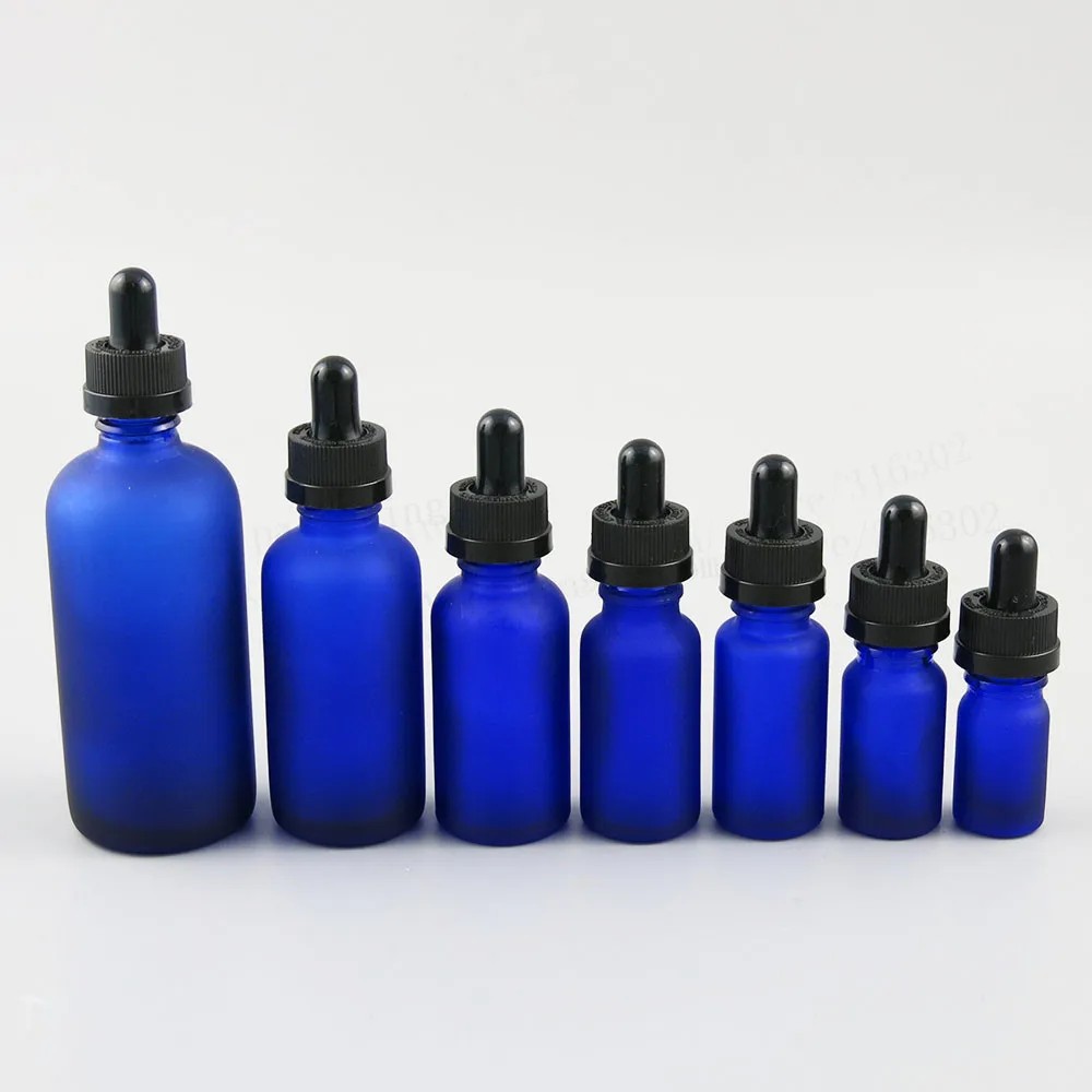 

200 x Refillable Frost Blue E-liquid Glass Essential Oil Bottle Glass Piepette Dropper Container 5ml 10ml 20ml 30ml 50ml 100ml