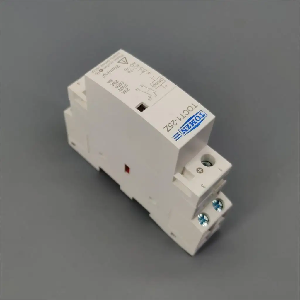 TOCT1 2P 25A DC 12V 24V coil 220V/230V 50/60HZ Din rail Household ac Modular contactor  2NO