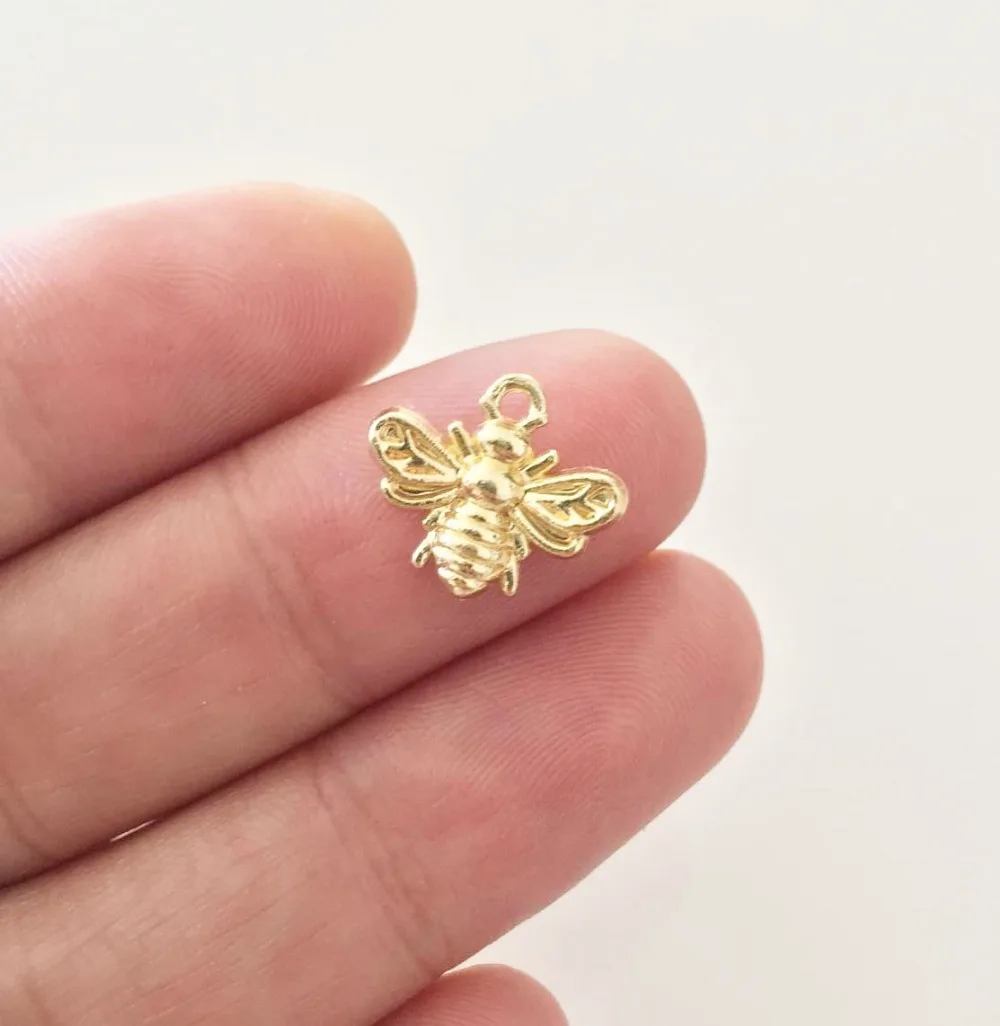 Eruifa 20 sztuk 13*12mm Mini pszczoła Charms naszyjnik ze stopu cynku, kolczyki bransoletka biżuteria DIY ręcznie robione 2 kolory