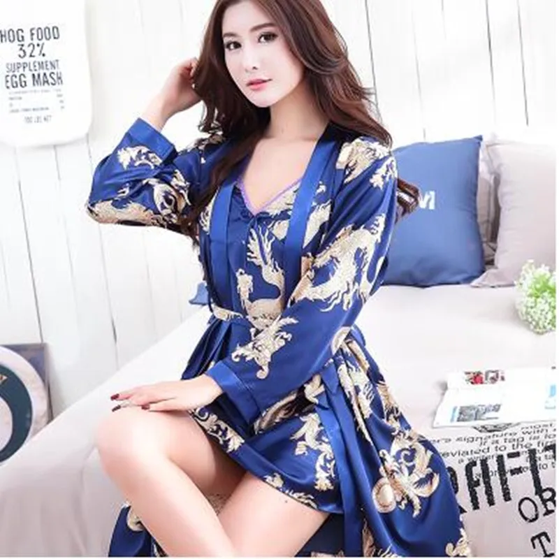 Silk Satin Wedding  Robe Floral Bathrobe Short Kimono Robe Night Robe Bath Robe Fashion Dressing Gown For Women