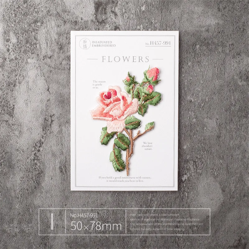 Medium Size Flower Patch Badge Patches Embroidered Applique Sewing Iron On Patch Clothes Garment Rose Apparel Accessories