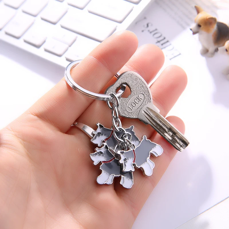 Keychains Drop Shipping DIY Pet Key Chain Metal Key Ring Wholesale Gift Schnauzer Keychains Woman Keys Dogs Tag Key Charm Cheap