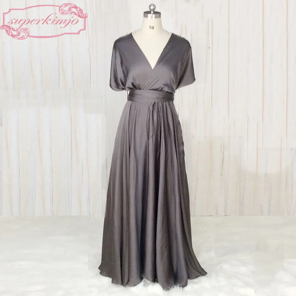 

SuperKimJo Robe Demoiselle D Honneur Femme Gray Bridesmaid Dresses 2021 Convertible Cheap Infinite Wedding Guest Dress 2022