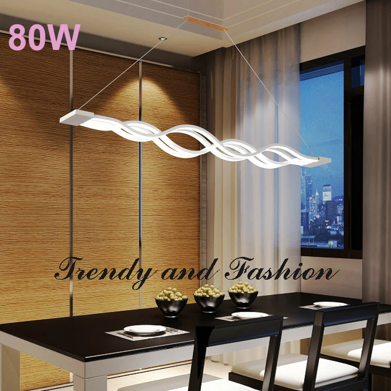 L100CM 120cm New Creative Modern LED Pendant Lights Wave Hanging Lamp Dining Room Living Room Pendant Light 110V 220V