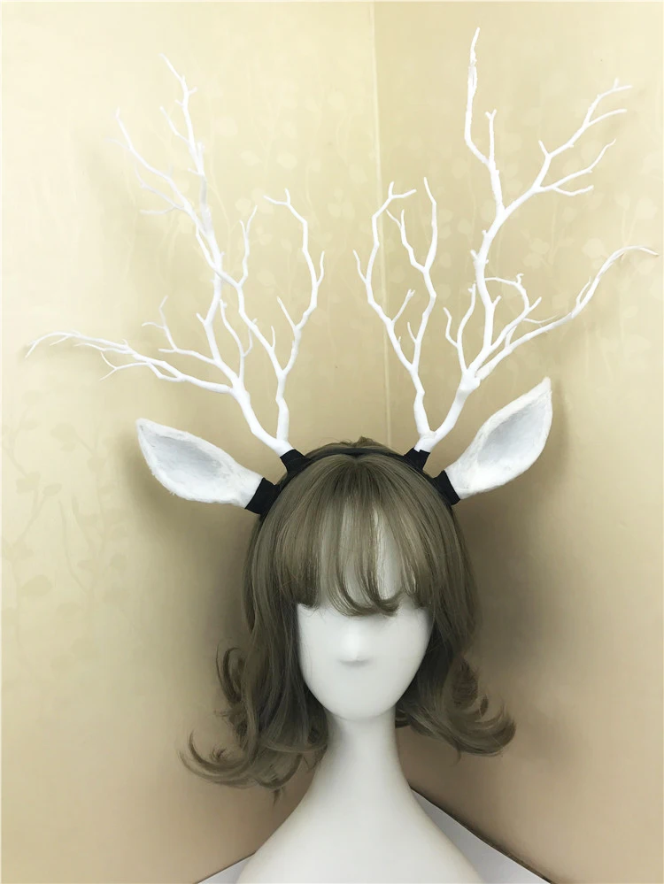 Custom-made Women Girl Christmas Deer Ear Headband Party Goth Tree Branches Hair headbands Cosplay Accessories