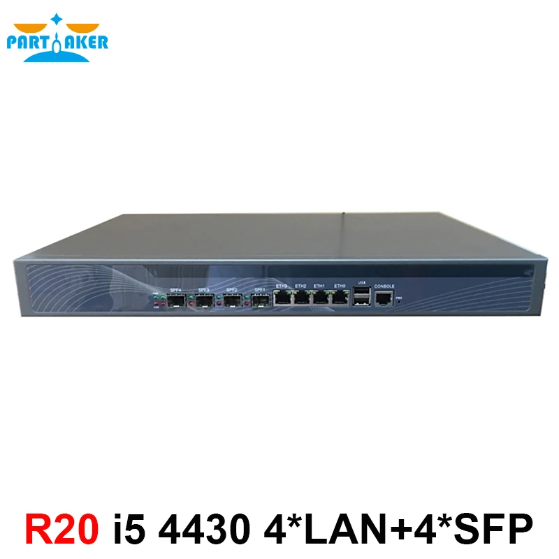 

Hardware firewall 1U server with 4 SFP intel i350 4*82574L Gigabit lan Intel Core i5 4430 3.0Ghz ROS Wayos etc 8G RAM 64G SSD