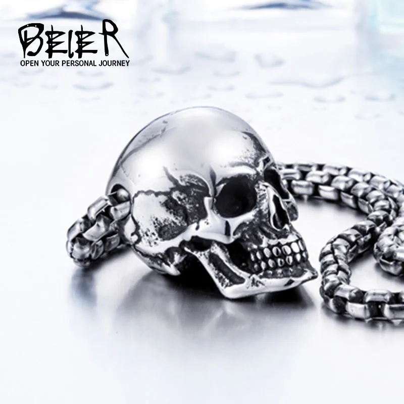 Beier New Store 316L Stainless Steel Pendant Necklace New Arrival Super Punk Skull Biker pendant  Fashion Jewelry  LLBP8-216PD