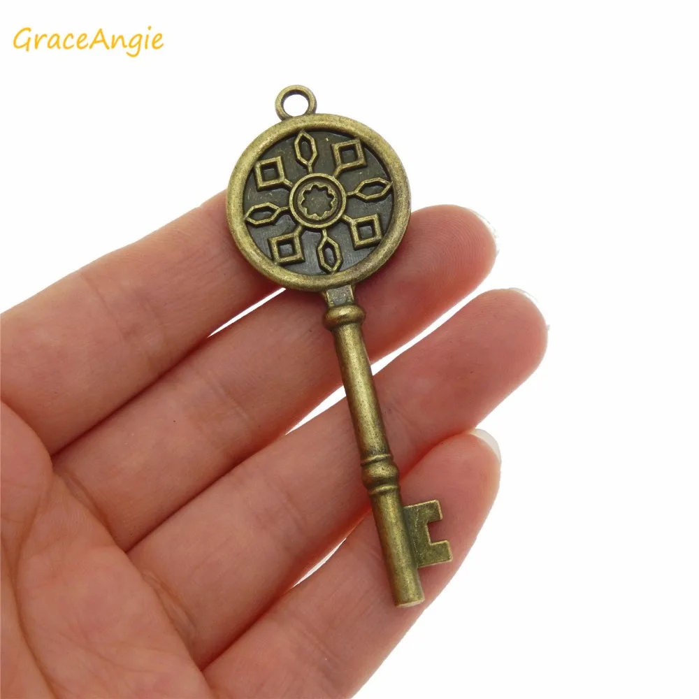 GraceAngie 5pcs Vintage Key Ketting Hangers Base Fit Cameo Handgemaakte Antieke Bronzen Bedels Voor Vrouwen Sieraden Craft DIY Bevindingen