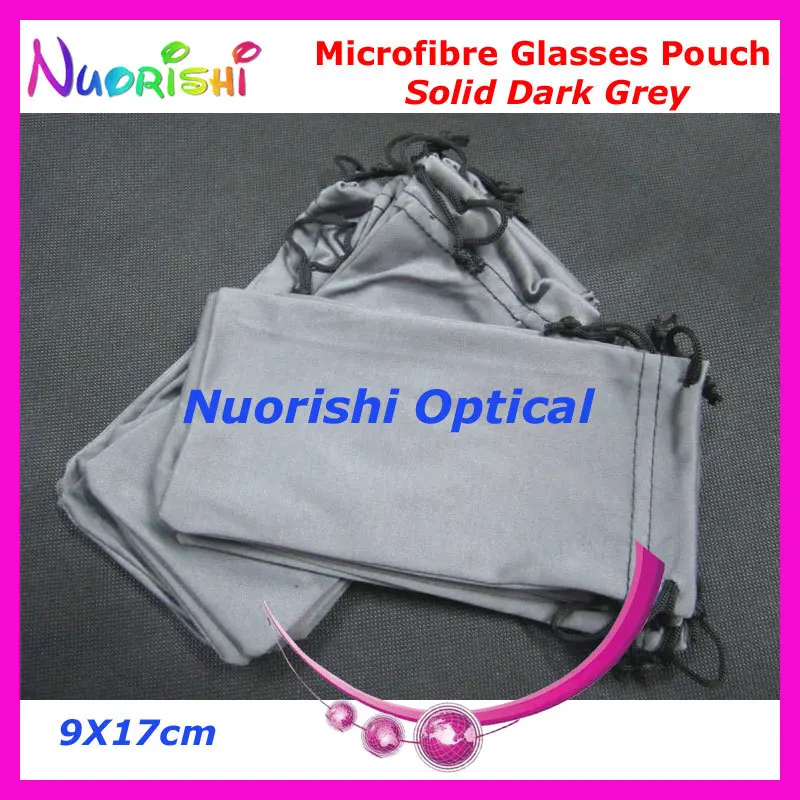 

50pcs Wholesale Dark Grey Double Drawstring Microfibre Glasses Eyeglasses Sunglass Soft Case Bag Pouch Free Shipping CP035