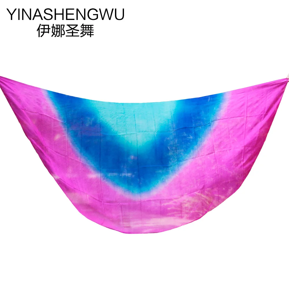 Newest 100% Silk Veils Belly Dance Practice Performance Silk Semicircle Veils turquoise royal blue rose