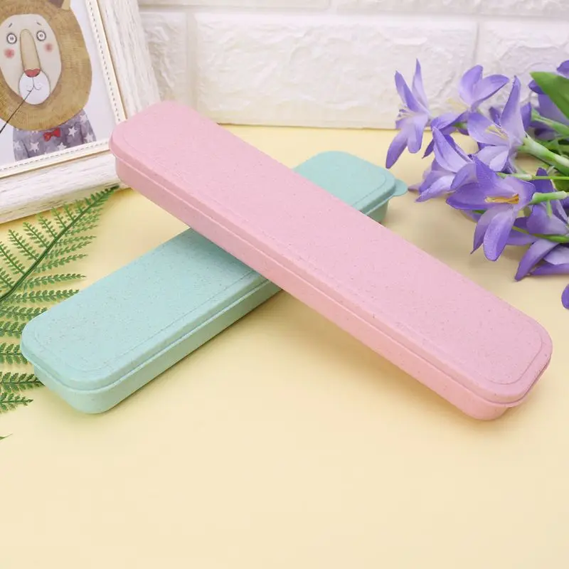 Portable Eco-Friendly Wheat Straw Cutlery Camping Box Dishware Kitchen Utensils Case