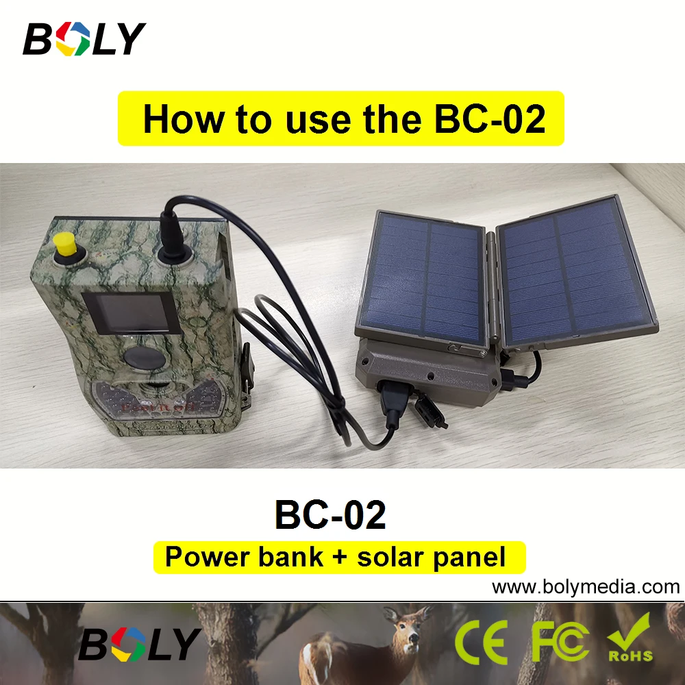 Boly BC-02 Mobile Power Bank Plus Solar Panel Charger Suit Boly Hunting Trail Cameras Accessories 18650 Batteries Not Included