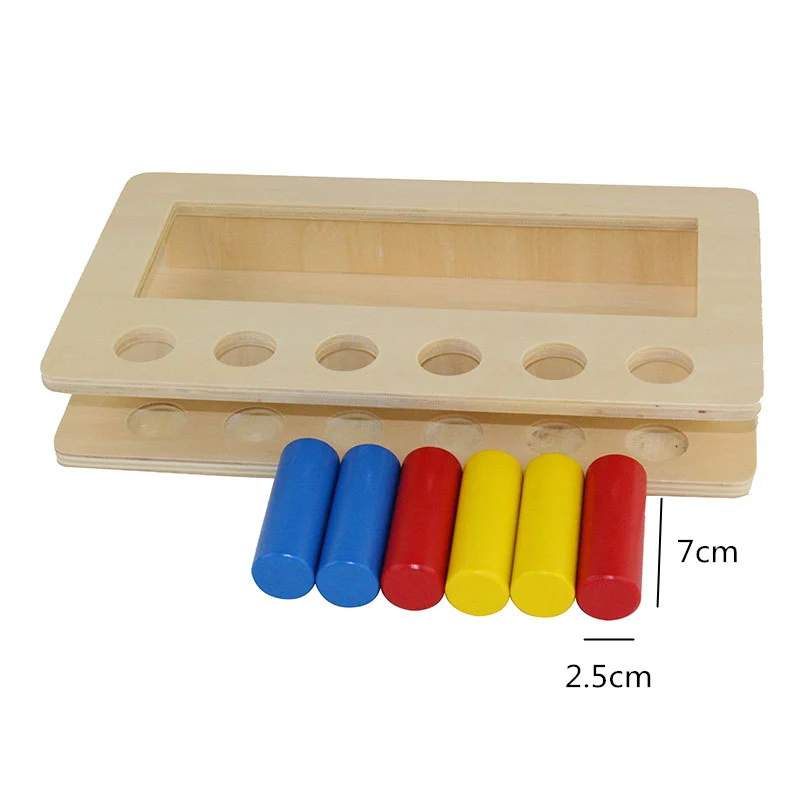 Montessori infant Toy Wood Tri-color cylinder insert box Learning Educational Preschool Training Brinquedos Juguets 24 months