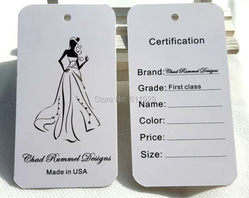 Free shipping 500pcs a lot custom wedding dress paper hang tag/clothing tag labels/garment  printed tags brand main labels logo