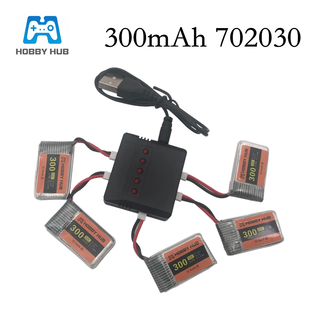6pcs 3.7V 300mAh lipo Battery With 5in1 Charger For Syma X11 E55 FQ777 FQ17W F180 FY530 U816 U816A U830 X100 H107 S39-1 Battery