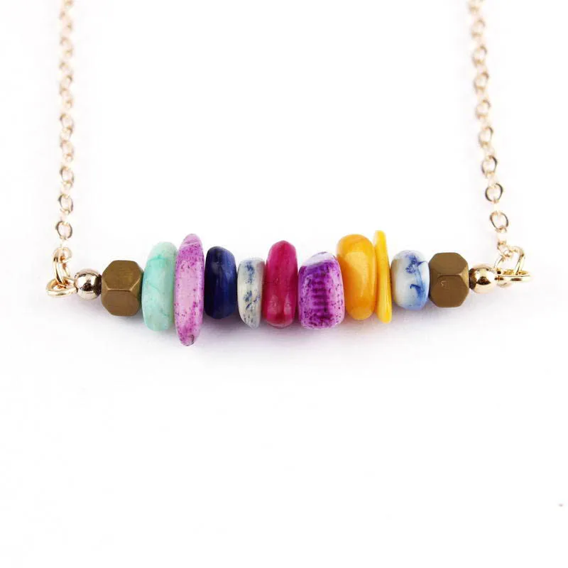 ZWPON Raw Natural Detritus Stone Bar Necklace 2020 New Spring Women Choker Necklaces & Pendants Statement Healing Necklace Boho