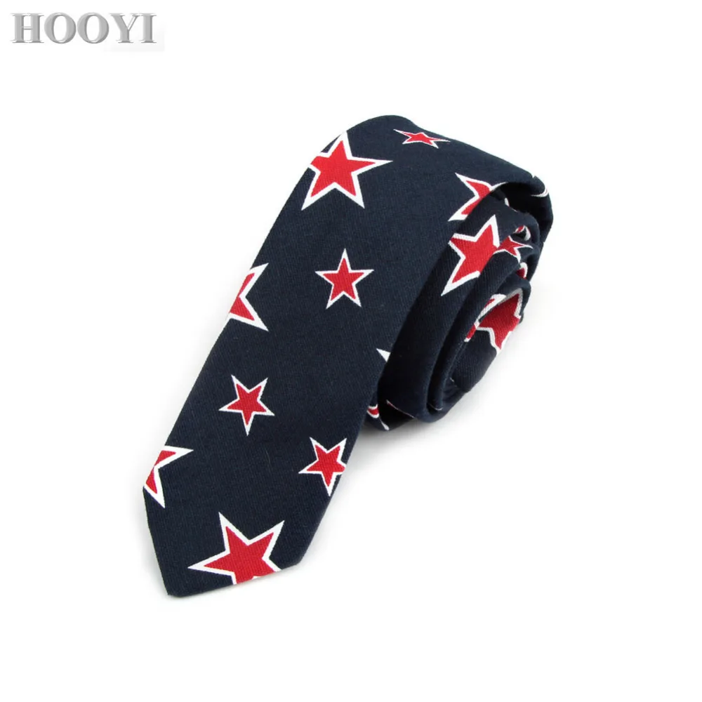 

HOOYI Cotton Men Tie Star Necktie Gravata Slim Mariage Mens Floral Ties Cravat Ascot