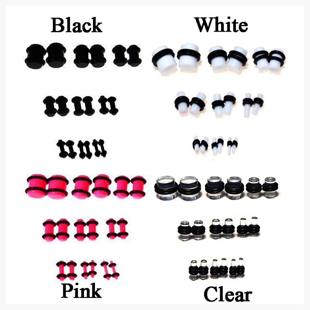 1 Pair UV Acrylic Ear Guage Tunnel Plug Kit Expander Flesh Tunnel PiercingJewelry 1.6mm-10mm