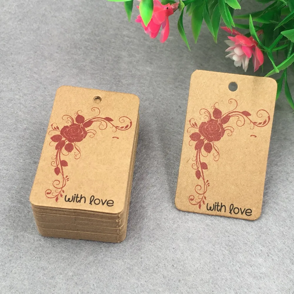 400Pcs DIY Kraft Paper Tags Brown Label Luggage Wedding Note price Hang tag Kraft Gift 5x3cm