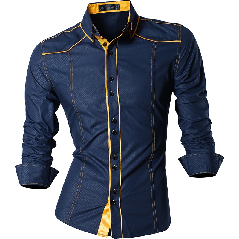 jeansian Primavera Autunno Caratteristiche Camicie Camicia casual da uomo Camicie maschili casual a maniche lunghe di nuovo arrivo K034