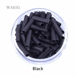 500 Pcs Heat Shrink Tubes for Hair Extensions without Adhesive lined  Black and Transparent Fusion Hair Accessory Tools