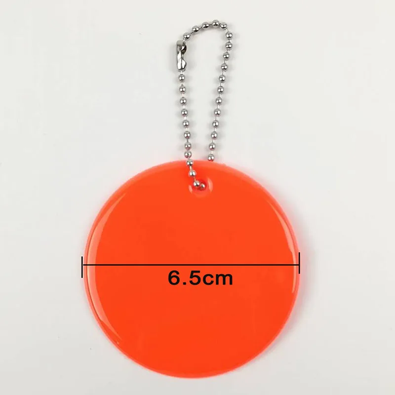 10Pcs Colorful Big 6.5CM Round PVC Reflector keyrings Reflective keychain bag pendant accessories for school kids