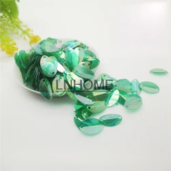 1000pcs 8*13mm Cup Oval Folded Sequins Horse Eyes Shape For Crafts Paillettes Sewing Accessories Green AB Transparent Spangles