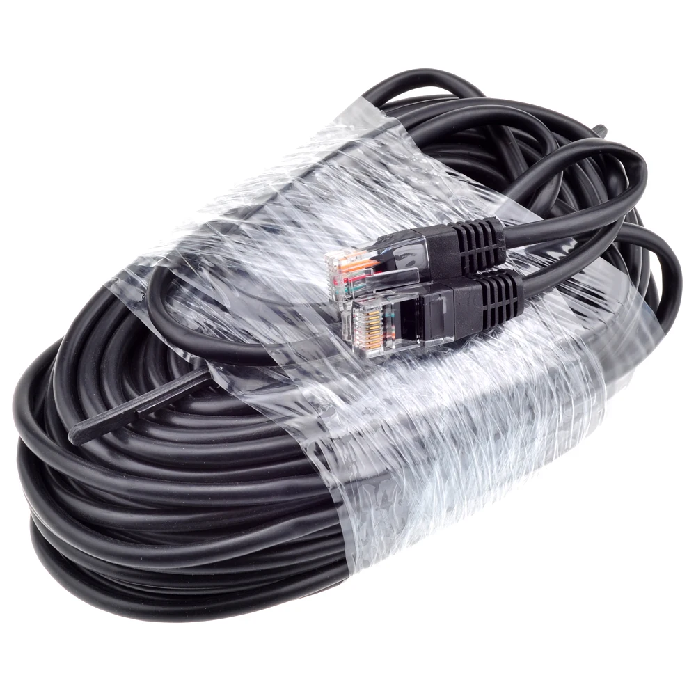 Gadinan 4pcs RJ45 CAT5E CAT5 LAN Ethernet Network Cable Black 20M 60ft special for IP PoE Camera System Set Kit