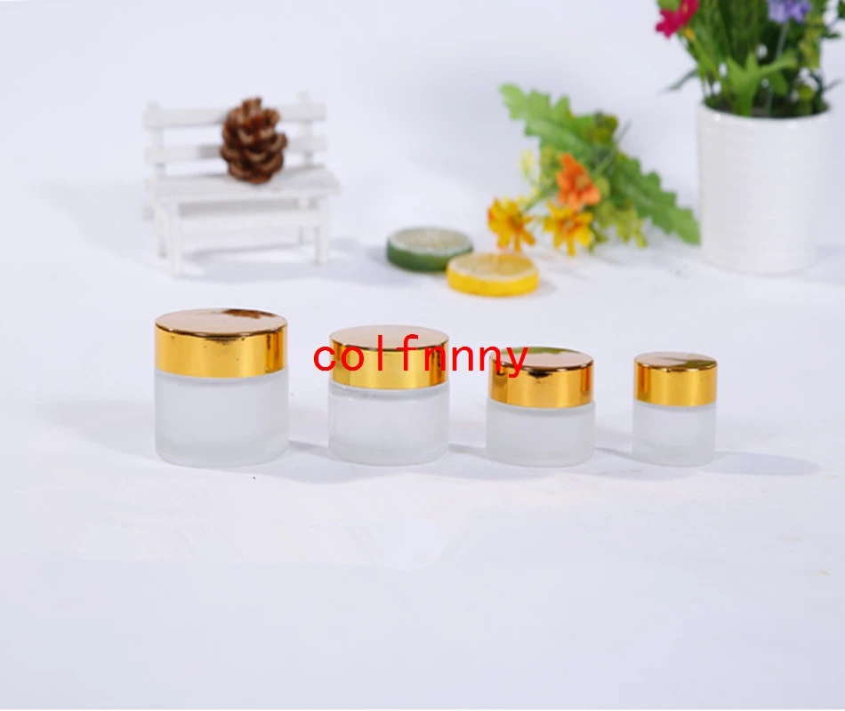 100pcs/lot50G Frost Glass Cream Jar with Silver gold Cap,5g 10g Glass Packing Jars, 20g Empty Cream Jar, 30g Cosmetic Glass Jars