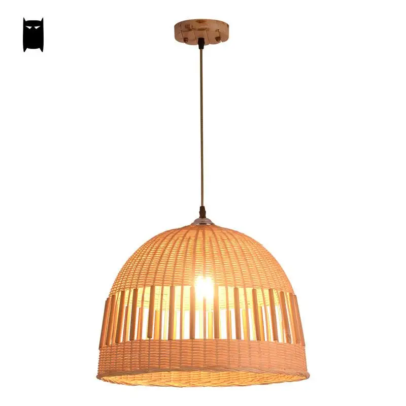 Design Bamboo Wicker Rattan Variety Shade Pendant Light Fixture Rustic Korean Japanese Tatami Suspended Lamp Dining Room Hallway