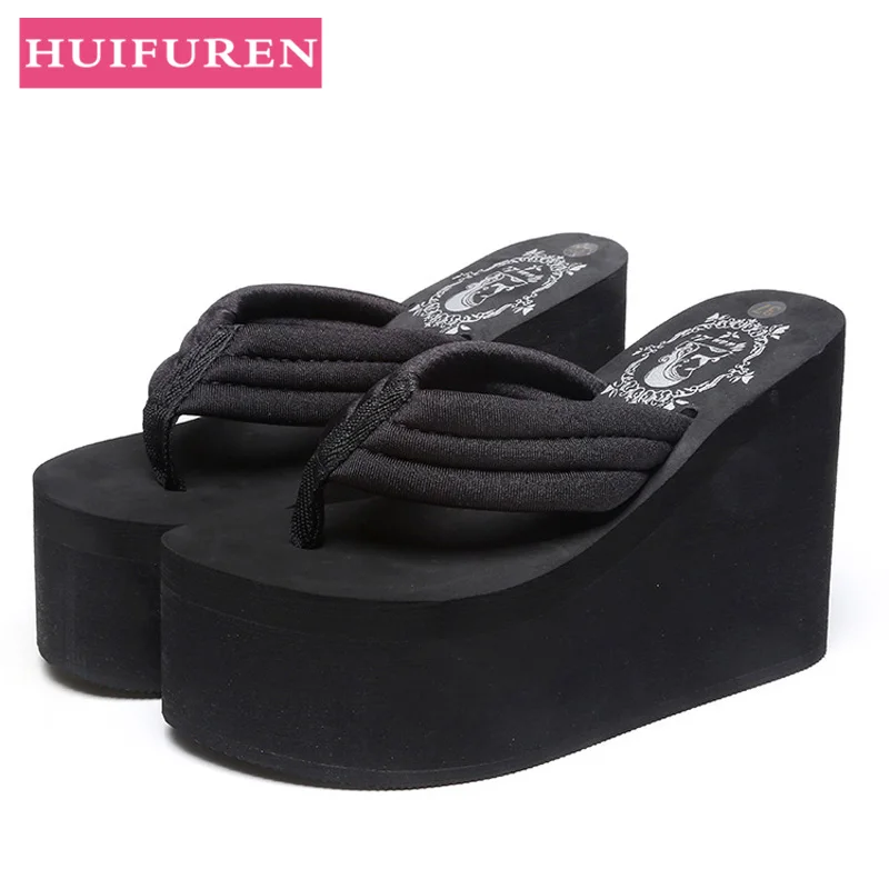 Frauen Strand Flip-Flops Weiche EVA Hausschuhe Sommer Plattform Schuhe Frau Super High Heels Weibliche Mode Dias Keile Sandalen