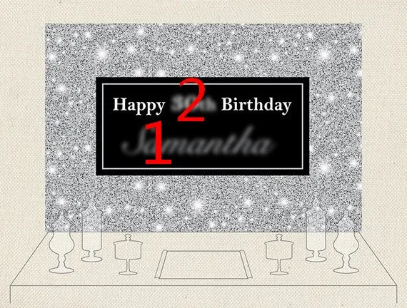 Custom Black Sparkly Buffet Candy Silver Glitter 30th 40th Birthday background   Computer print party backdrop